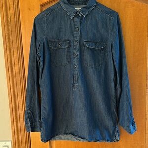 Old Navy Women’s Blue Chambray Lightweight Denim Casual Button Tunic Small